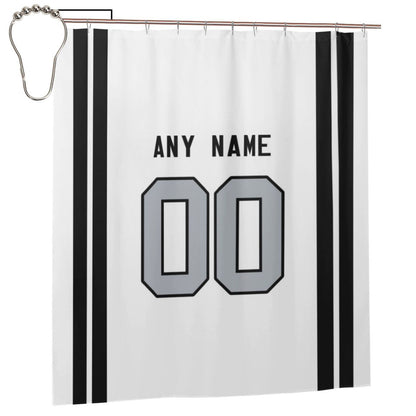 Custom Football Las Vegas Raiders style personalized shower curtain custom design name and number set of 12 shower curtain hooks Rings