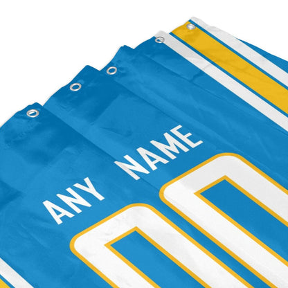 Custom Football Los Angeles Chargers style personalized shower curtain custom design name and number set of 12 shower curtain hooks Rings