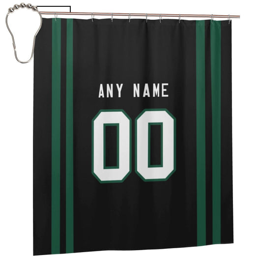 Custom Football New York Jets style personalized shower curtain custom design name and number set of 12 shower curtain hooks Rings