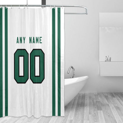 Custom Football New York Jets style personalized shower curtain custom design name and number set of 12 shower curtain hooks Rings