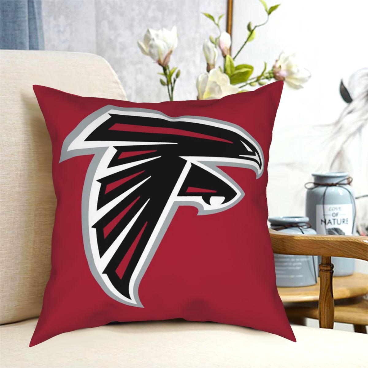 Custom Decorative Football Pillow Case Atlanta Falcons Red Pillowcase Personalized Throw Pillow Covers