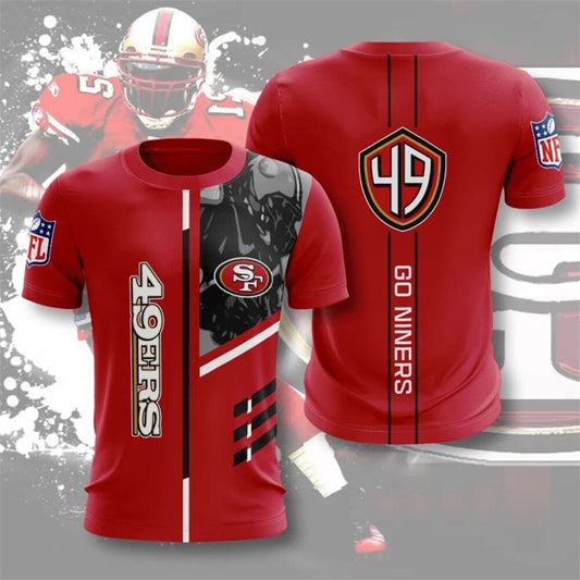 Mens 3D Print Football 49ers Short Sleeve T-Shirt Plus Big Size