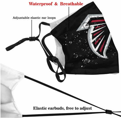 Print Football Personalized Atlanta Falcons Adult Dust Mask With PM 2.5 Filters Black