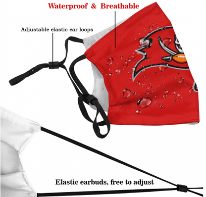 Print Football Personalized Tampa Bay Buccaneers Adult Dust Mask With Filters PM 2.5