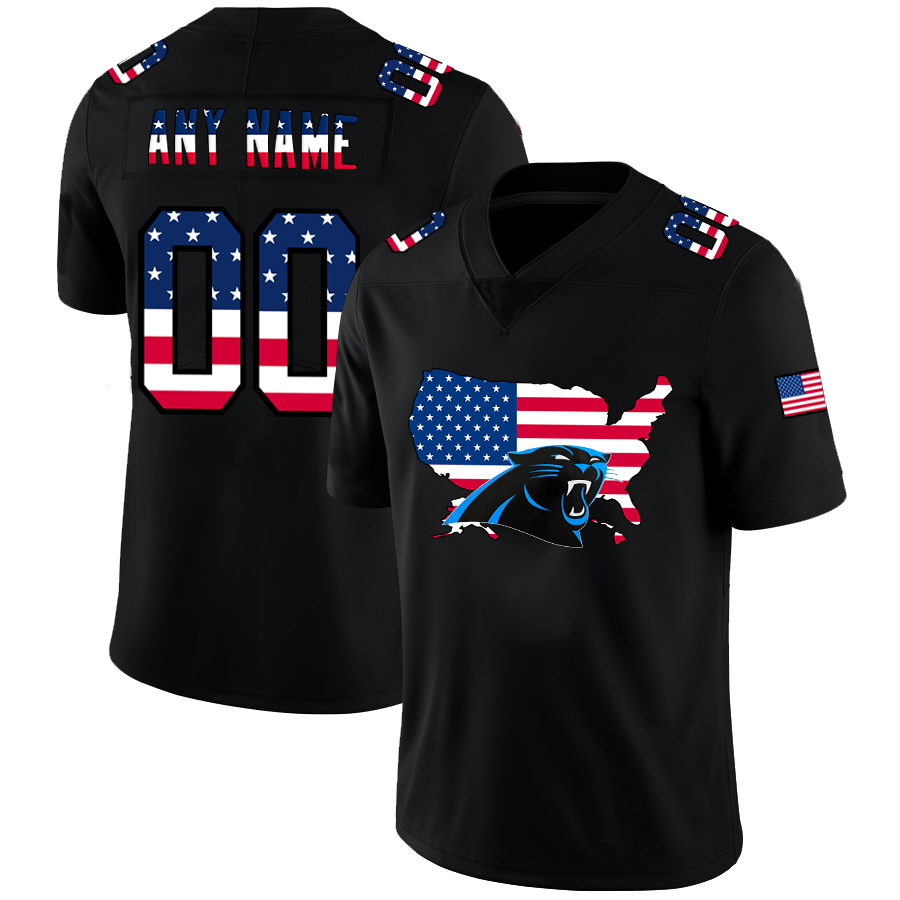 Custom Carolina Panthers Football Black Limited Fashion Flag Stitched Jerseys