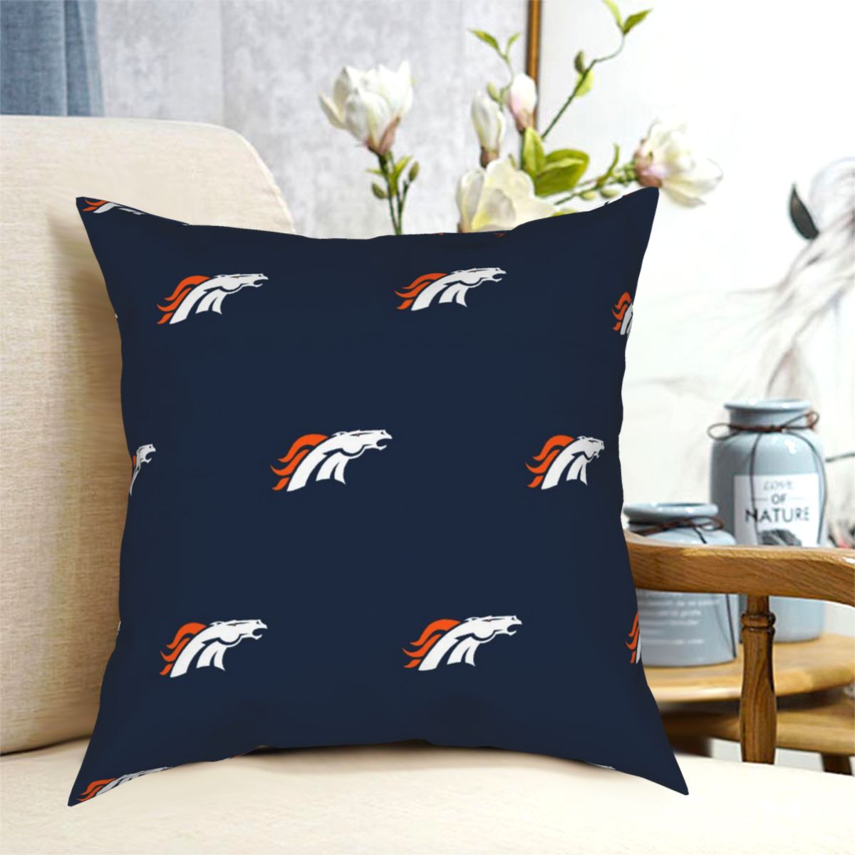 Custom Decorative Football Pillow Case Denver Broncos Pillowcase Personalized Throw Pillow Covers