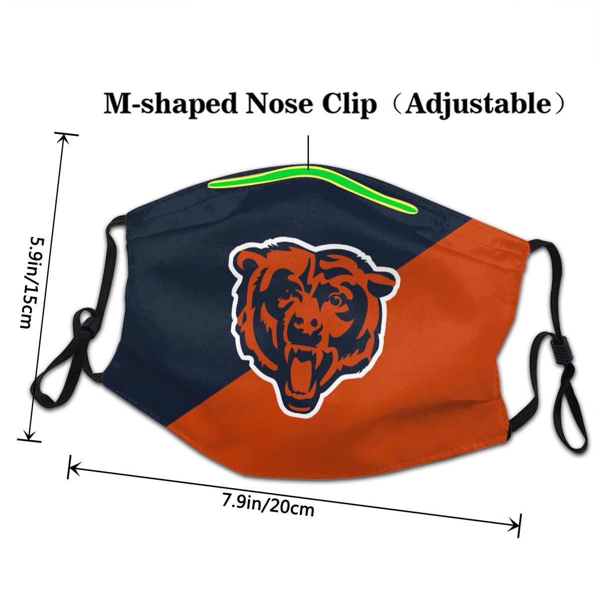Custom Football Personalized Chicago Bears Dust Face Mask With Filters PM 2.5