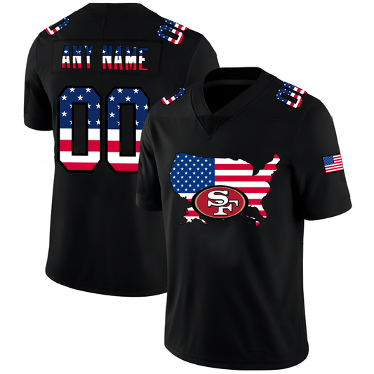Custom San Francisco 49ers Football Black Limited Fashion Flag Stitched Jerseys