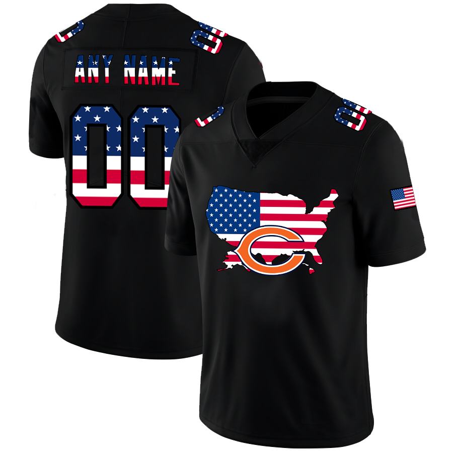 Custom Chicago Bears Football Black Limited Fashion Flag Stitched Jerseys