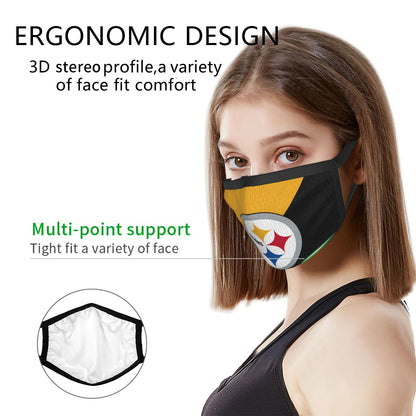 Custom Football Personalized Pittsburgh Steelers Dust Face Mask With Filters PM 2.5