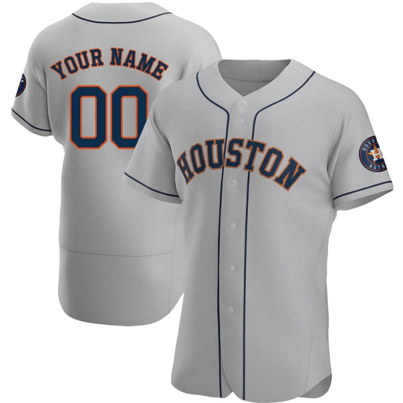 Custom Baseball Gray Houston Astros Jerseys Stitched Letter And Numbers Mesh for Men Women Youth Button Down Jersey Free Shipping