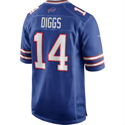 B.Bills #14 Stefon Diggs Royal Logo Game Player Jersey Stitched American Football Jerseys