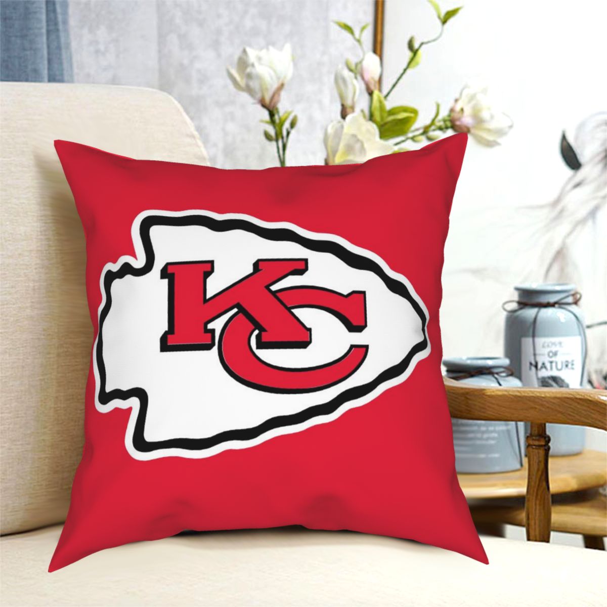 Custom Decorative Football Pillow Case Kansas City Chiefs Red Pillowcase Personalized Throw Pillow Covers