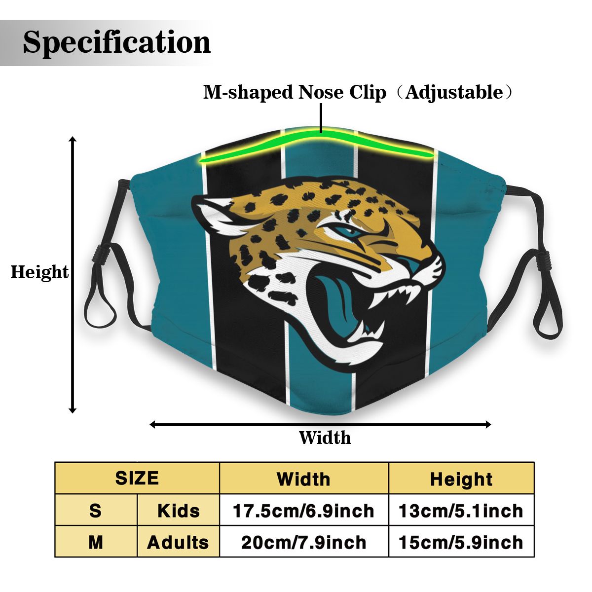 Custom Football Personalized J. Jaguar 01-Teal Dust Face Mask With Filters PM 2.5