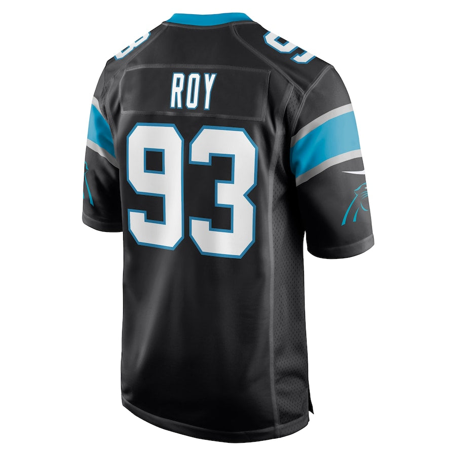 C.Panthers #93 Bravvion Roy Black Game Jersey Stitched American Football Jerseys