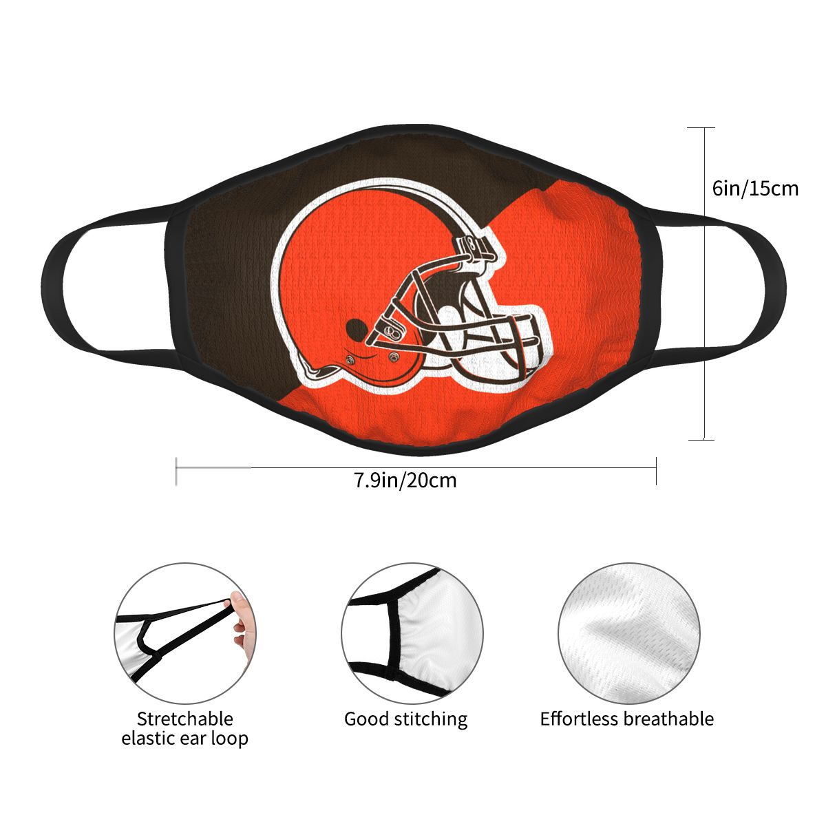 Custom Football Personalized Cleveland Browns Dust Face Mask With Filters PM 2.5