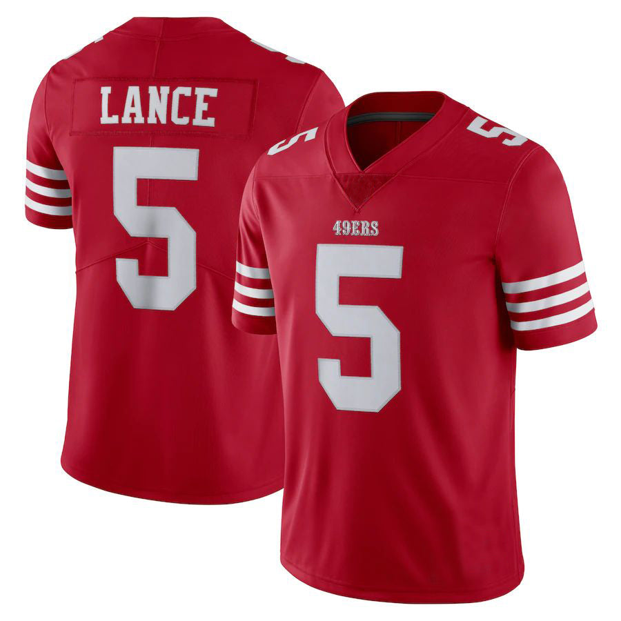 Custom 5 Trey Lance New SF.49ers Red Stitched American Football Jerseys 2022