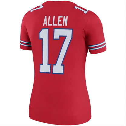 B.Bills #17 Josh Allen Red Color Rush Legend Player Jersey Football Stitched American Jerseys