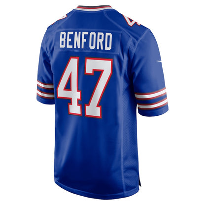 B.Bills #47 Christian Benford Royal Game Jersey Stitched American Football Jerseys
