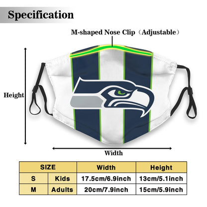 Custom Football Personalized S.Seahawk 01- White Dust Face Mask With Filters PM 2.5