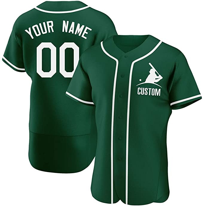 Custom Green Stitched Baseball Jersey Personalized Button Down Baseball T Shirt