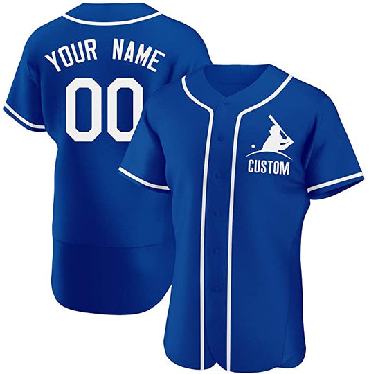 Custom Blue Stitched Baseball Jersey Personalized Button Down Baseball T Shirt