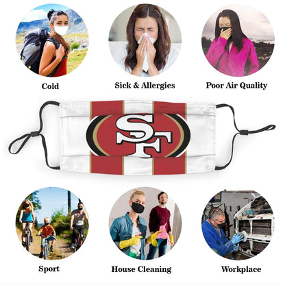 Custom Football Personalized SF.49er 01- White Dust Face Mask With Filters PM 2.5