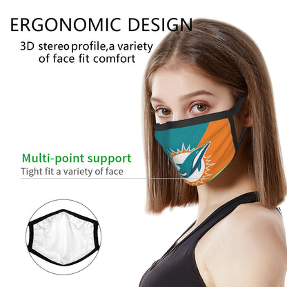 Custom Football Personalized Miami Dolphins Dust Face Mask With Filters PM 2.5