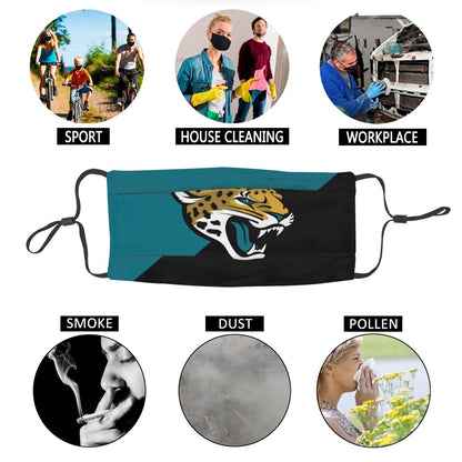 Custom Football Personalized Jacksonville Jaguars Dust Face Mask With Filters PM 2.5