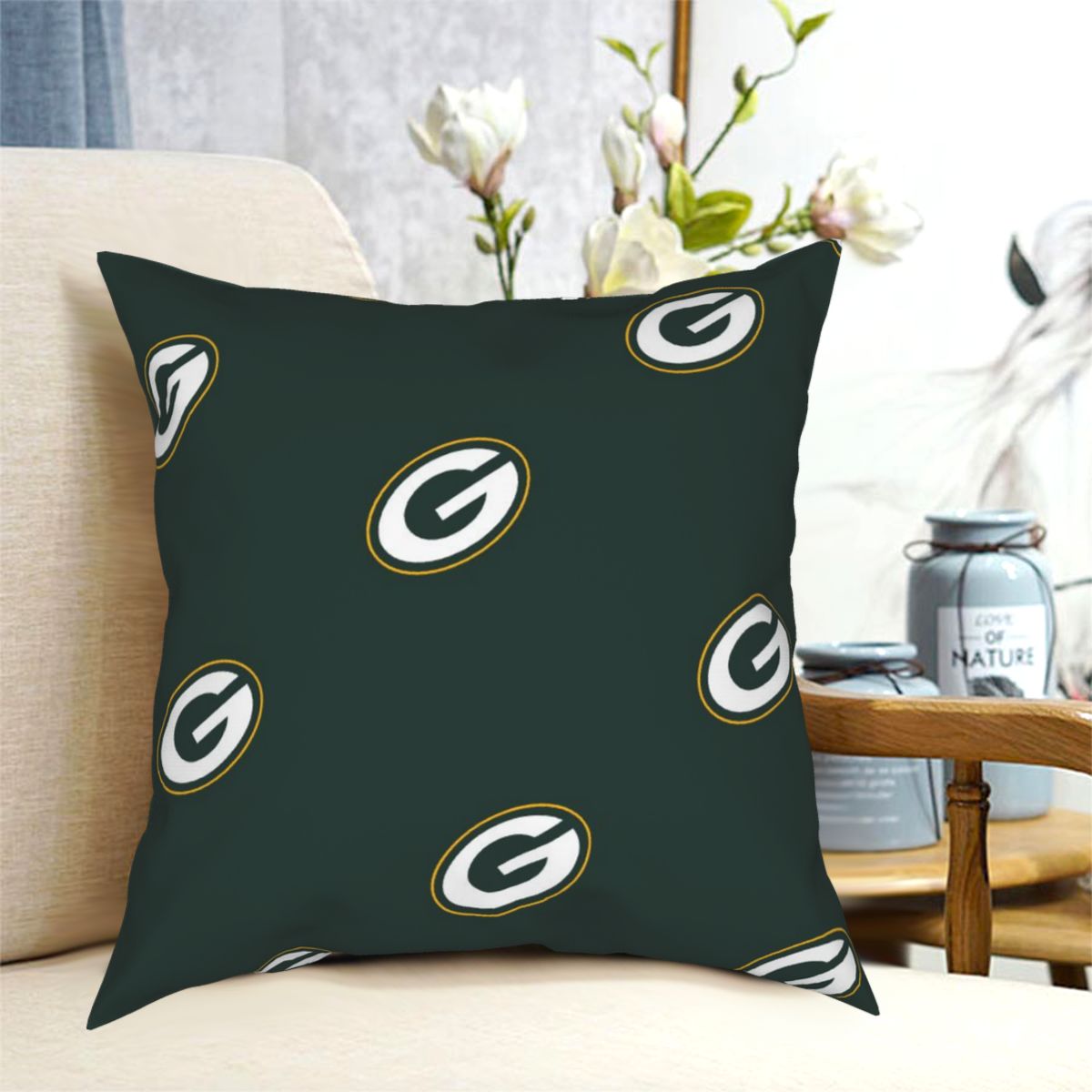 Custom Decorative Football Pillow Case Green Bay Packers Pillowcase Personalized Throw Pillow Covers