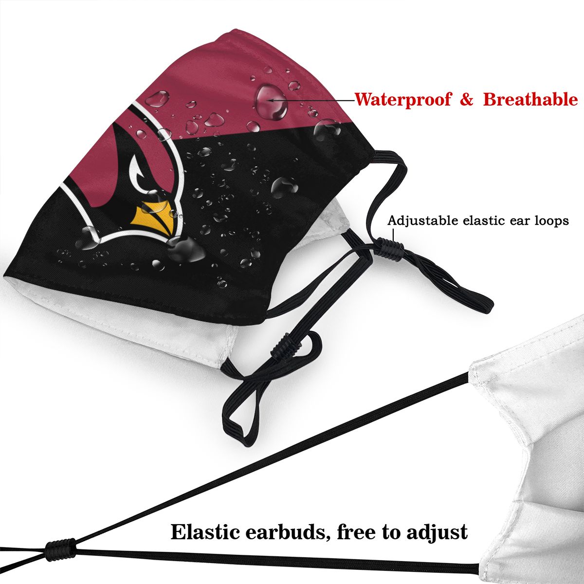 Custom Football Personalized Arizona Cardinals Dust Face Mask With Filters PM 2.5