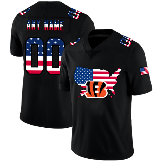 Custom Cincinnati Bengals Football Black Limited Fashion Flag Stitched Jerseys