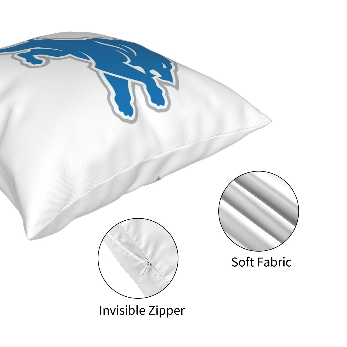 Custom Decorative Football Pillow Case Detroit Lions White Pillowcase Personalized Throw Pillow Covers