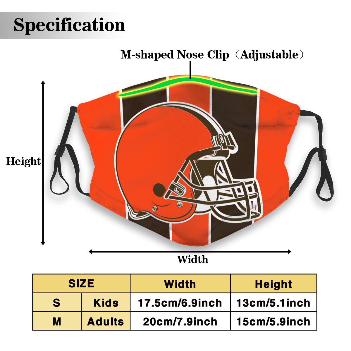 Custom Football Personalized C.Brown 01-Orange Dust Face Mask With Filters PM 2.5