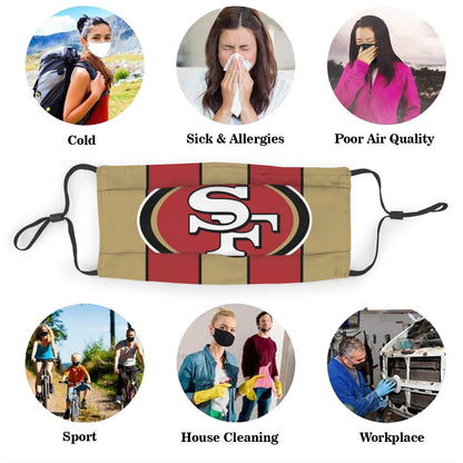 Custom Football Personalized SF.49er 01- Gold Dust Face Mask With Filters PM 2.5