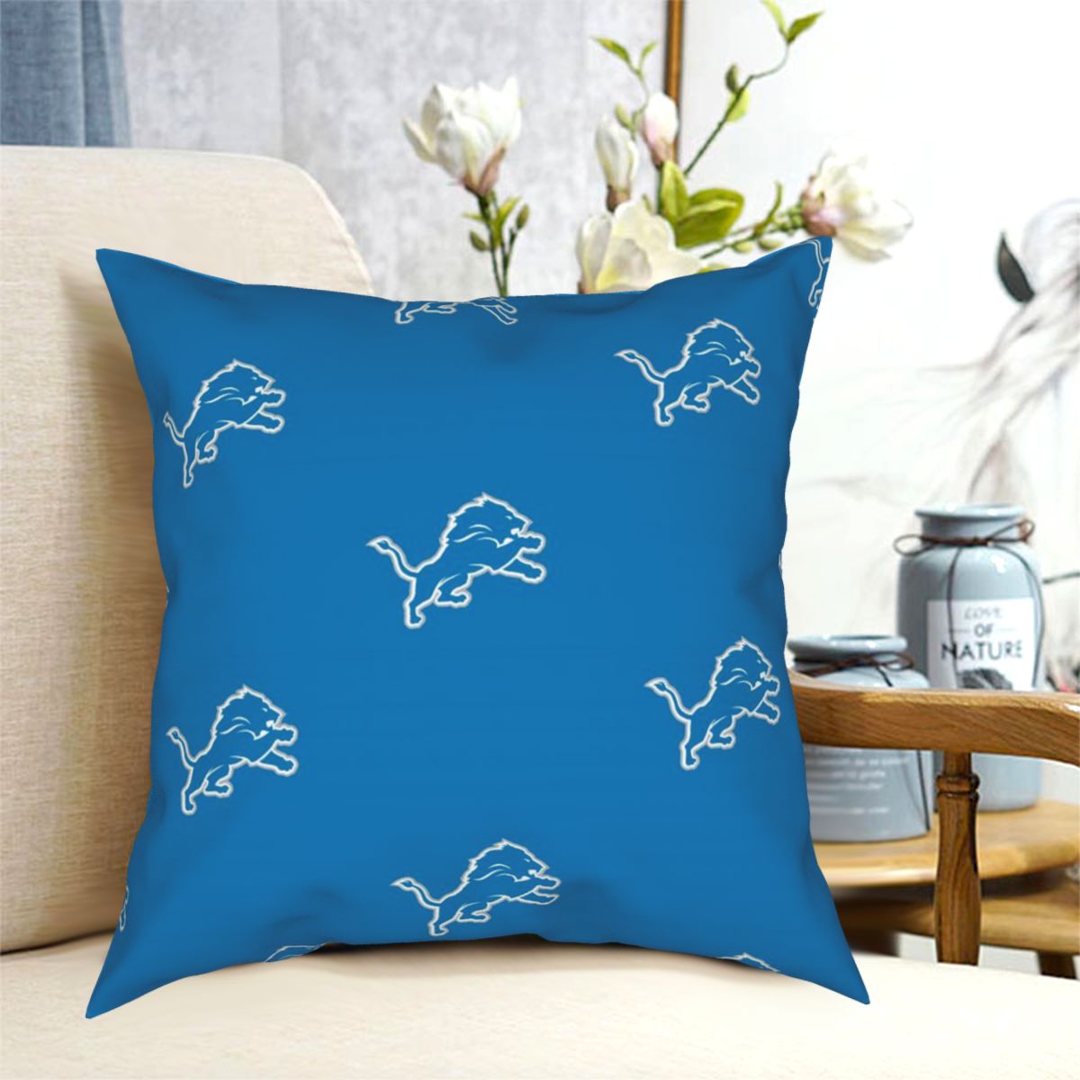 Custom Decorative Football Pillow Case Detroit Lions Pillowcase Personalized Throw Pillow Covers