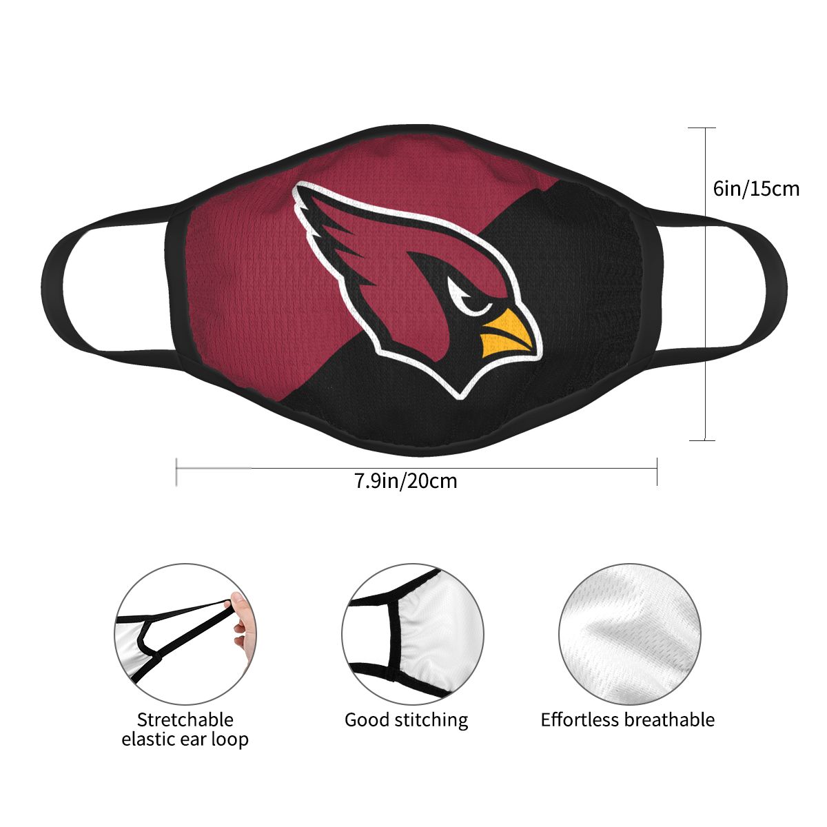 Custom Football Personalized Arizona Cardinals Dust Face Mask With Filters PM 2.5