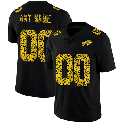 Custom B.Bills Leopard Print Fashion Vapor Limited Jersey Black Stitched American Football Jerseys