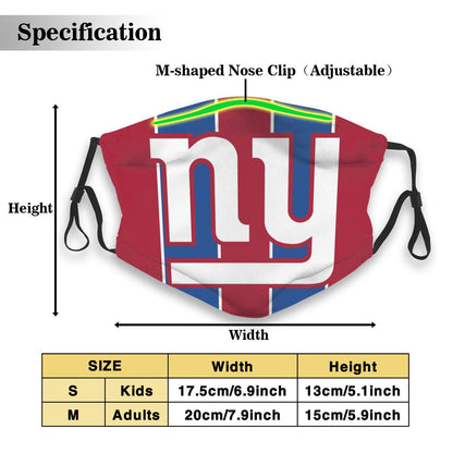 Custom Football Personalized NY.Giant 01- Red Dust Face Mask With Filters PM 2.5