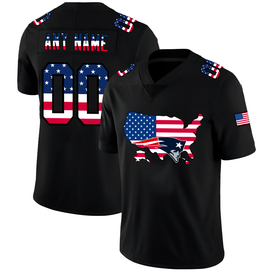 Custom New England Patriots Football Black Limited Fashion Flag Stitched Jerseys