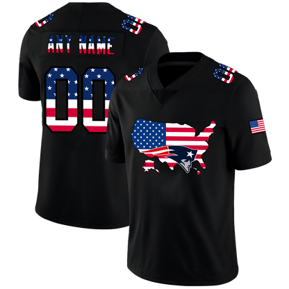 Custom New England Patriots Football Black Limited Fashion Flag Stitched Jerseys