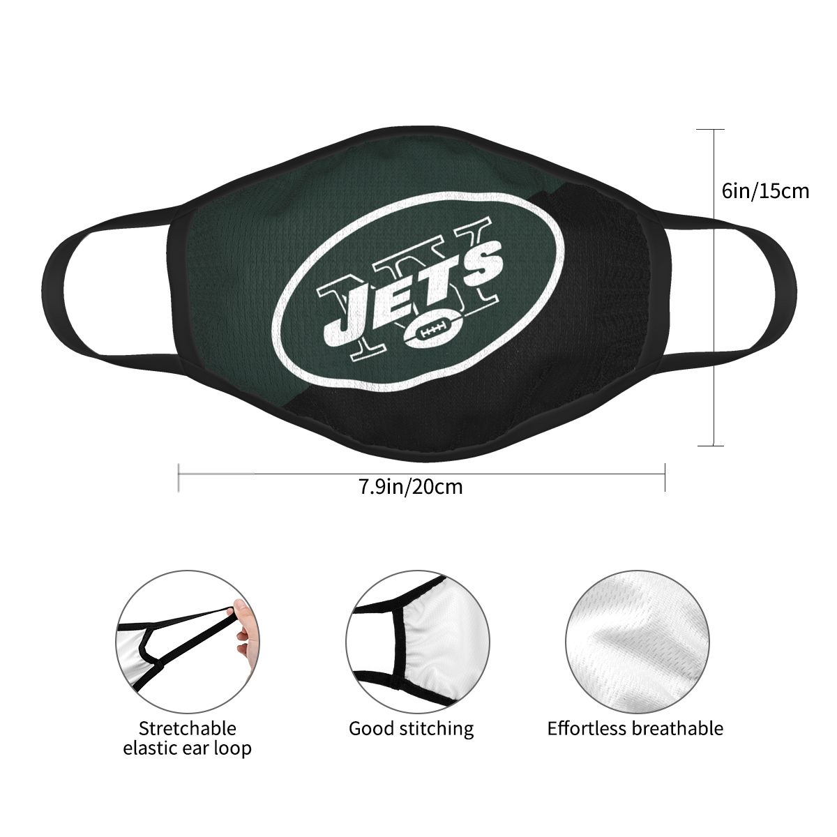 Custom Football Personalized New York Jets Dust Face Mask With Filters PM 2.5