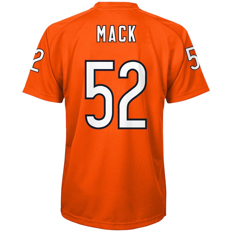 C.Bears #52 Khalil Mack Orange Performance Player Name & Number V-Neck Top Stitched American Football Jerseys