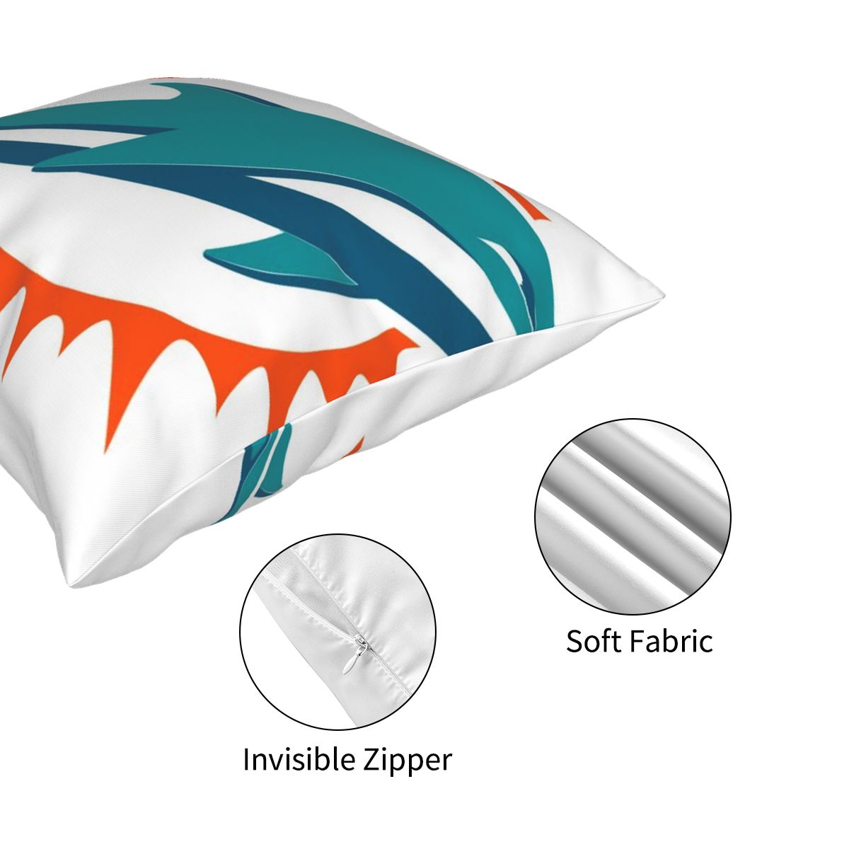 Custom Decorative Football Pillow Case Miami Dolphins White Pillowcase Personalized Throw Pillow Covers