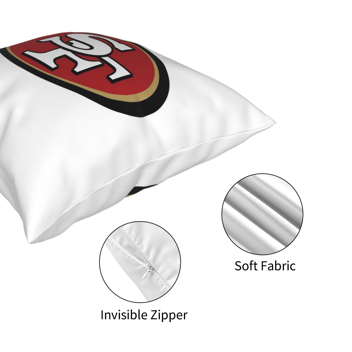 Custom Decorative Football Pillow Case San Francisco 49ers White Pillowcase Personalized Throw Pillow Covers