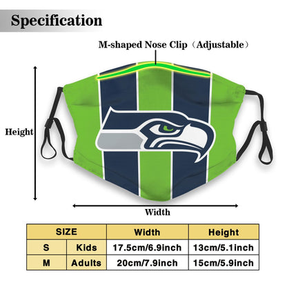 Custom Football Personalized S.Seahawk 01-Green Dust Face Mask With Filters PM 2.5