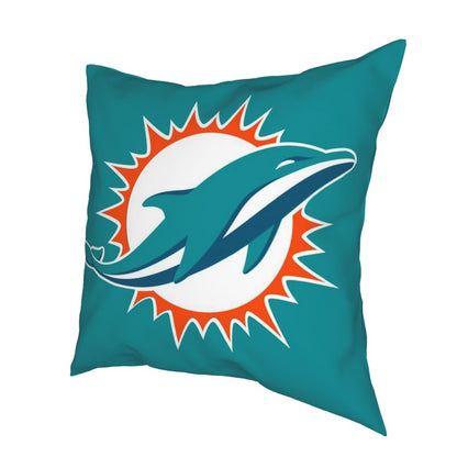 Custom Decorative Football Pillow Case Miami Dolphins Aqua Pillowcase Personalized Throw Pillow Covers