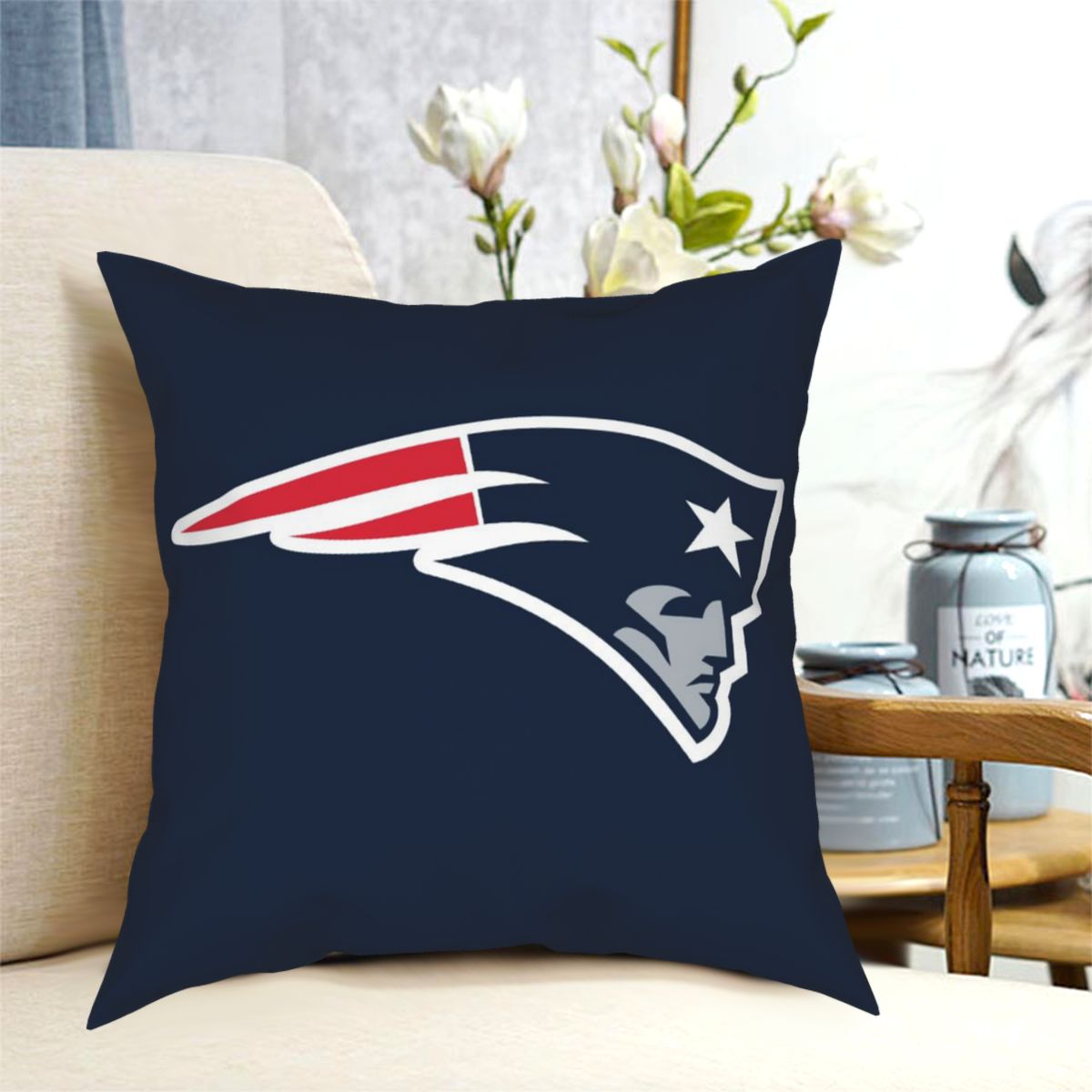 Custom Decorative Football Pillow Case New England Patriots Navy Pillowcase Personalized Throw Pillow Covers