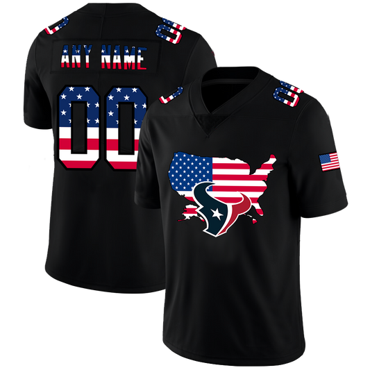 Custom Houston Texans Football Black Limited Fashion Flag Stitched Jerseys