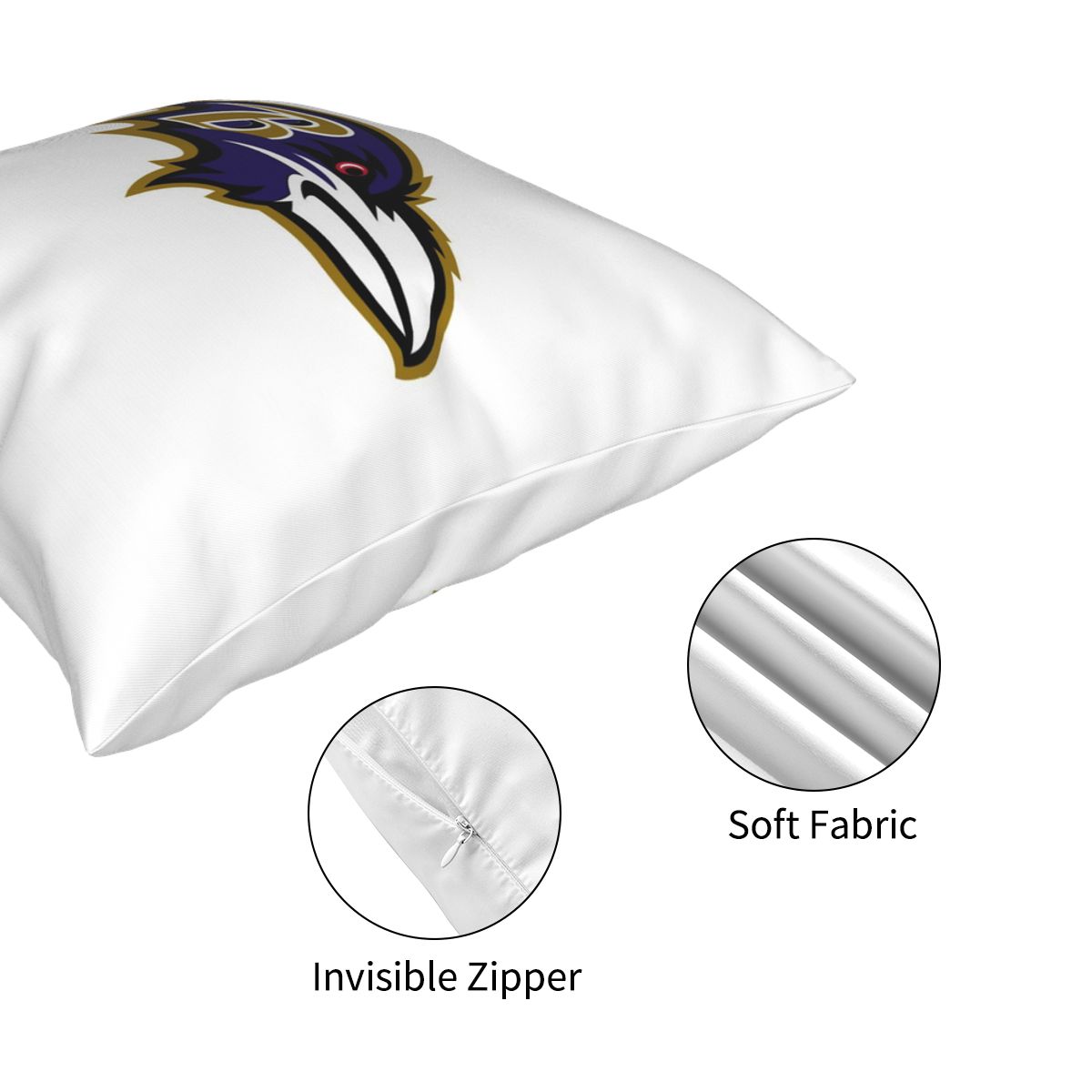 Custom Decorative Football Pillow Case Baltimore Ravens White Pillowcase Personalized Throw Pillow Covers